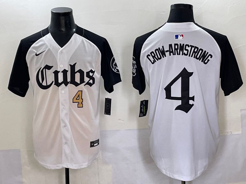 Men 2025 Chicago Cubs #4 Crow-Armstrong white black Five generations Joint Name Nike MLB Jersey style 4